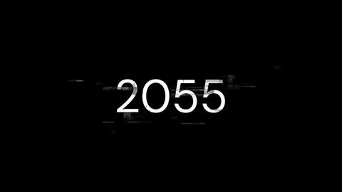 3D rendering 2055 text with screen effects of technological glitches 库存插图