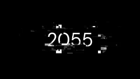 3D rendering 2055 text with screen effects of technological glitches 스톡 일러스트