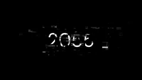 3D rendering 2055 text with screen effects of technological glitches 库存插图