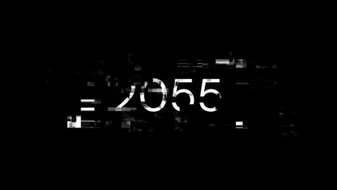 3D rendering 2055 text with screen effects of technological glitches 库存插图