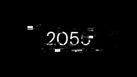 3D rendering 2055 text with screen effects of technological glitches 库存插图