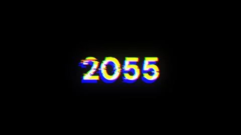 3D rendering 2055 text with screen effects of technological glitches イラスト素材