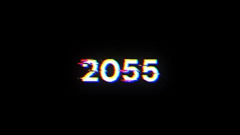 3D rendering 2055 text with screen effects of technological glitches 库存插图