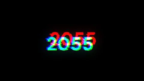3D rendering 2055 text with screen effects of technological glitches 스톡 일러스트