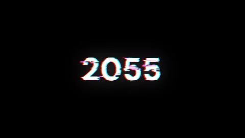 3D rendering 2055 text with screen effects of technological glitches 库存插图