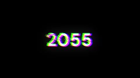 3D rendering 2055 text with screen effects of technological glitches 库存插图