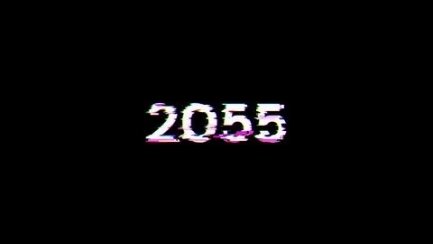 3D rendering 2055 text with screen effects of technological glitches イラスト素材