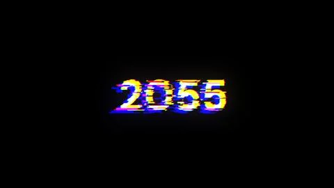3D rendering 2055 text with screen effects of technological glitches 스톡 일러스트