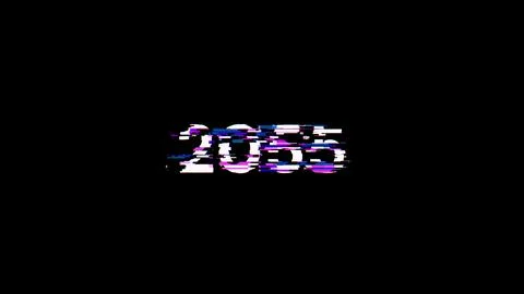 3D rendering 2055 text with screen effects of technological glitches 스톡 일러스트