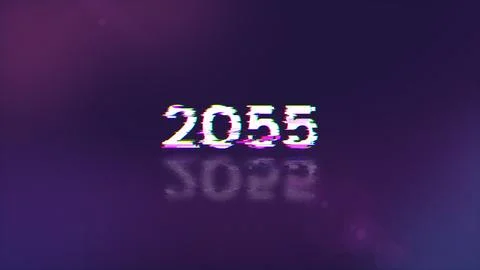 3D rendering 2055 text with screen effects of technological glitches Stock Illustration