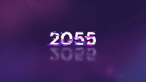 3D rendering 2055 text with screen effects of technological glitches Stockillustratie