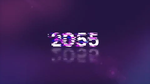3D rendering 2055 text with screen effects of technological glitches 库存插图