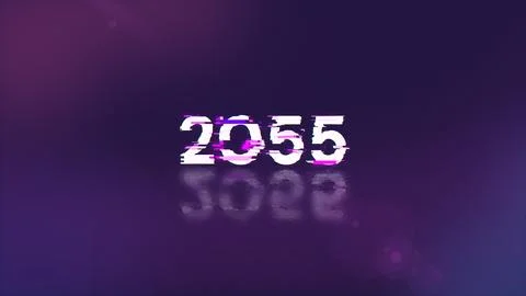 3D rendering 2055 text with screen effects of technological glitches イラスト素材