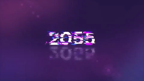 3D rendering 2055 text with screen effects of technological glitches 스톡 일러스트