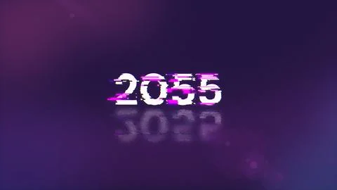 3D rendering 2055 text with screen effects of technological glitches 库存插图