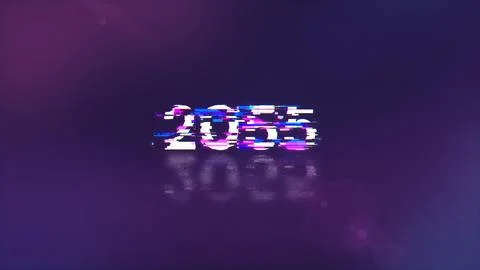 3D rendering 2055 text with screen effects of technological glitches 库存插图