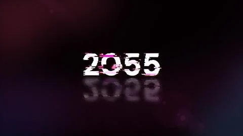 3D rendering 2055 text with screen effects of technological glitches Stock Illustration