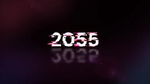 3D rendering 2055 text with screen effects of technological glitches イラスト素材