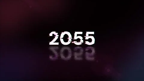 3D rendering 2055 text with screen effects of technological glitches イラスト素材