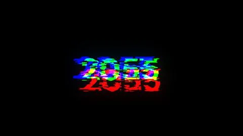 3D rendering 2055 text with screen effects of technological glitches 库存插图
