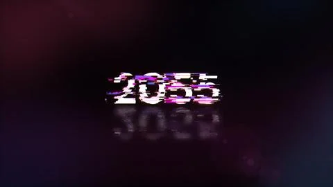 3D rendering 2055 text with screen effects of technological glitches 스톡 일러스트