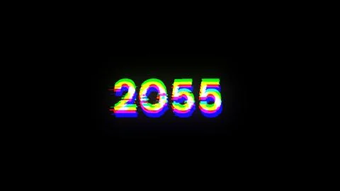 3D rendering 2055 text with screen effects of technological glitches イラスト素材