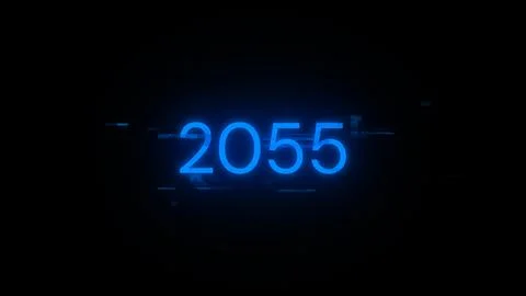 3D rendering 2055 text with screen effects of technological glitches Stockillustratie