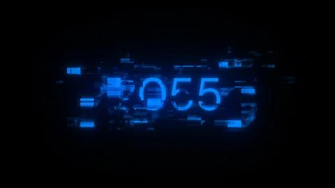 3D rendering 2055 text with screen effects of technological glitches 库存插图