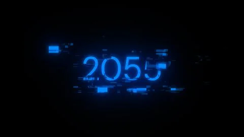 3D rendering 2055 text with screen effects of technological glitches 库存插图