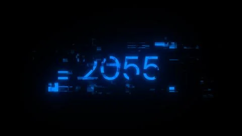 3D rendering 2055 text with screen effects of technological glitches Stockillustratie