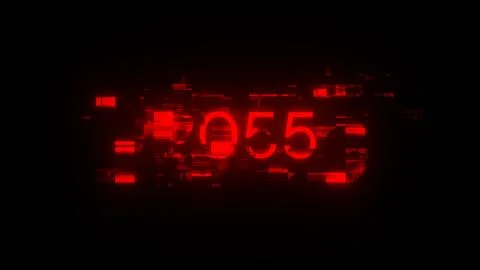 3D rendering 2055 text with screen effects of technological glitches イラスト素材