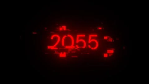 3D rendering 2055 text with screen effects of technological glitches Stock Illustration