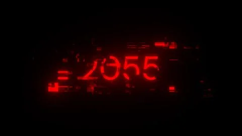 3D rendering 2055 text with screen effects of technological glitches 库存插图