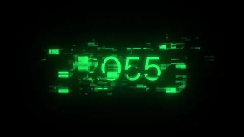 3D rendering 2055 text with screen effects of technological glitches 스톡 일러스트