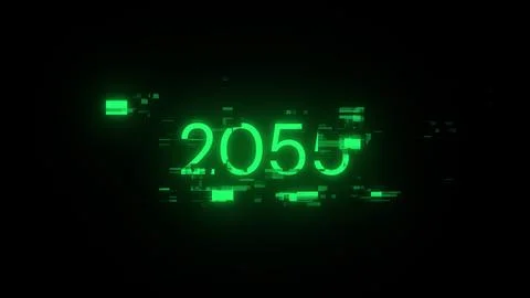 3D rendering 2055 text with screen effects of technological glitches Stock Illustration
