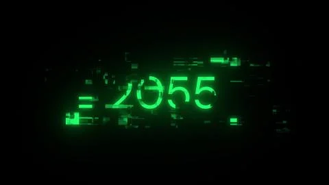 3D rendering 2055 text with screen effects of technological glitches 库存插图