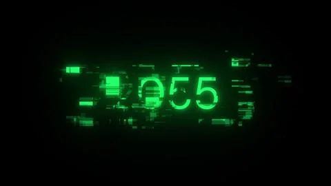 3D rendering 2055 text with screen effects of technological glitches Stockillustratie