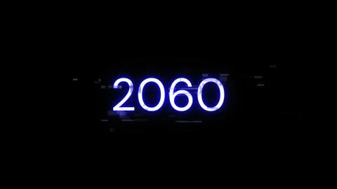3D rendering 2060 text with screen effects of technological glitches 库存插图