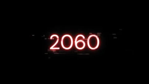3D rendering 2060 text with screen effects of technological glitches 库存插图