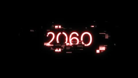 3D rendering 2060 text with screen effects of technological glitches Stockillustratie