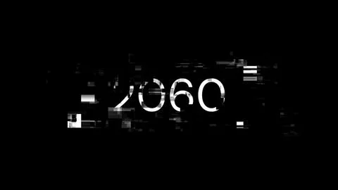 3D rendering 2060 text with screen effects of technological glitches Illustrazione stock