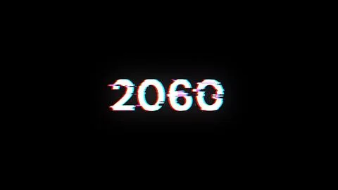 3D rendering 2060 text with screen effects of technological glitches イラスト素材