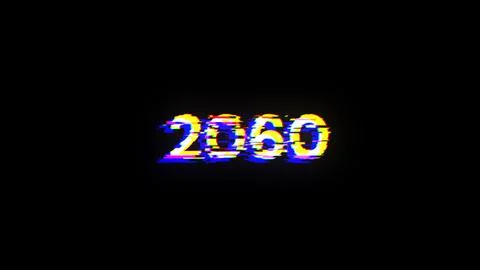 3D rendering 2060 text with screen effects of technological glitches イラスト素材