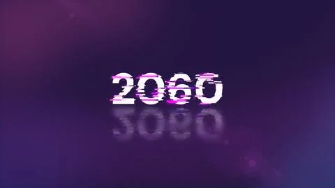 3D rendering 2060 text with screen effects of technological glitches イラスト素材