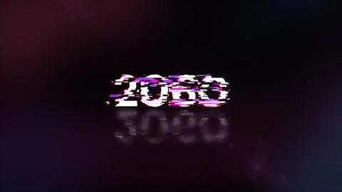3D rendering 2060 text with screen effects of technological glitches Illustrazione stock