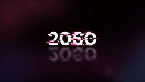3D rendering 2060 text with screen effects of technological glitches 스톡 일러스트