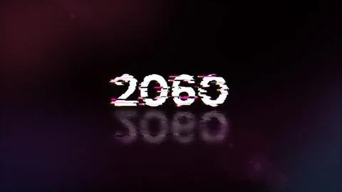 3D rendering 2060 text with screen effects of technological glitches イラスト素材