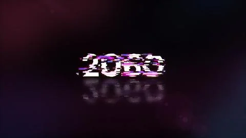 3D rendering 2060 text with screen effects of technological glitches イラスト素材