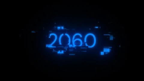 3D rendering 2060 text with screen effects of technological glitches イラスト素材
