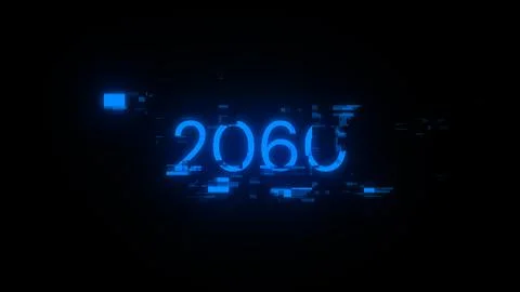 3D rendering 2060 text with screen effects of technological glitches Stock Illustration